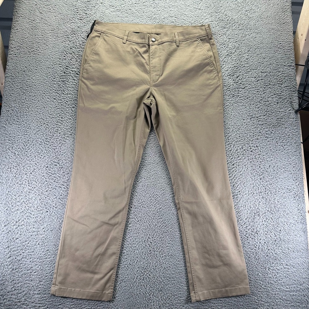 Duluth 40 Grit Pant Men 42x32 Beige Cotton Khakis Straight Workwear Slim Stretch